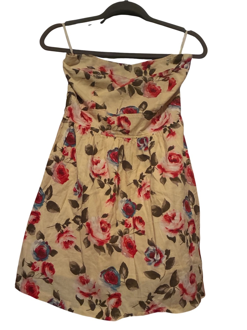 EUC IXIA YELLOW FLORAL STRAPLESS SUNDRESS SIZE LARGE